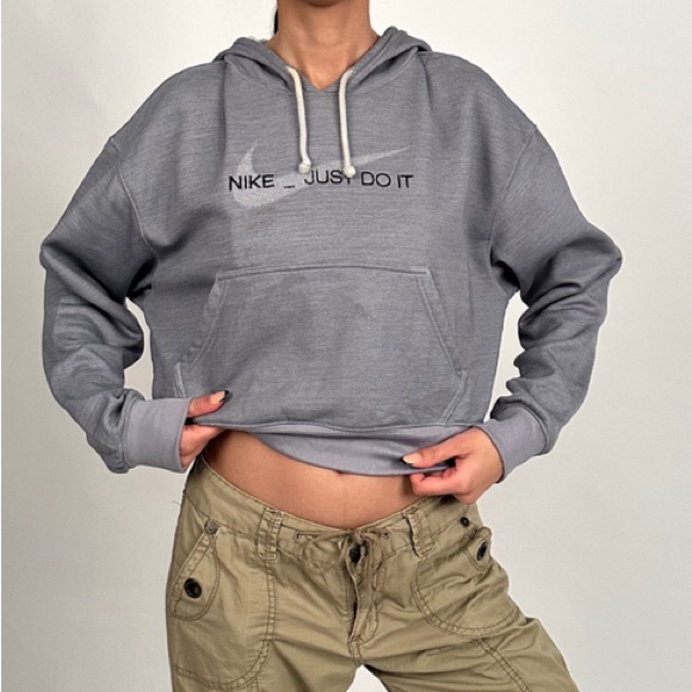 Nike Therma-FIT All Time Cropped Gray Hoodie- Size Large